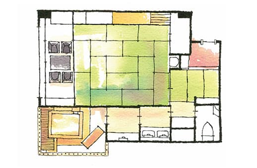 露天風呂付き和室 間取り図